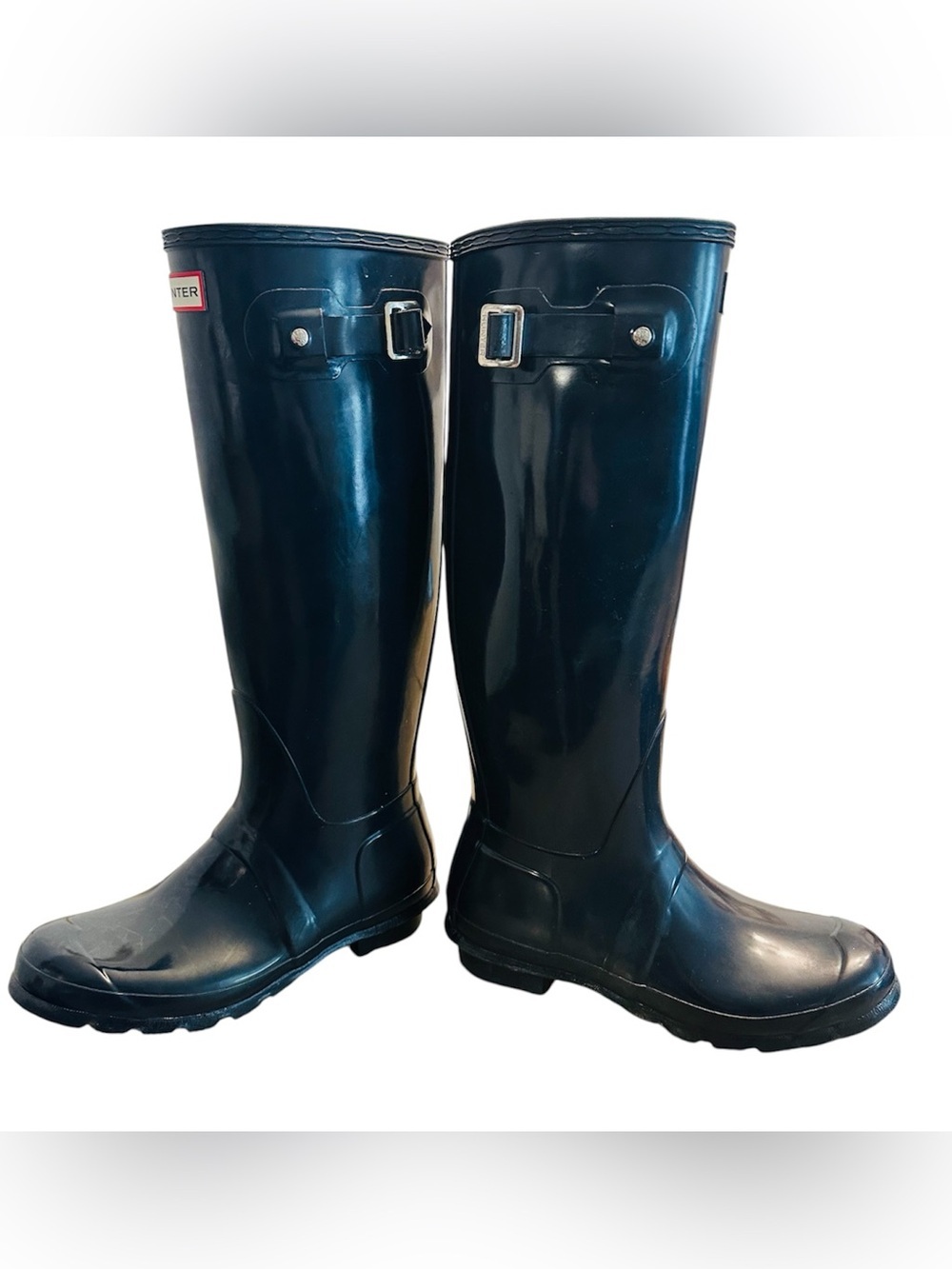 Hunter Original Tall Glossy Navy Rain Boots Womens 8 - Picture 4 of 10